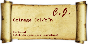 Czinege Jolán névjegykártya