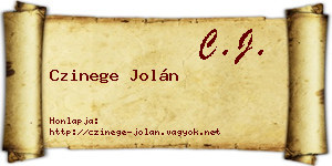 Czinege Jolán névjegykártya